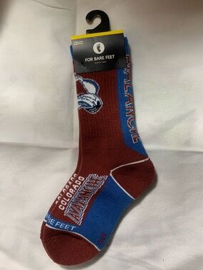 For Bare Feet Burgundy and Blue Colorado Avalanche Youth Crew Socks